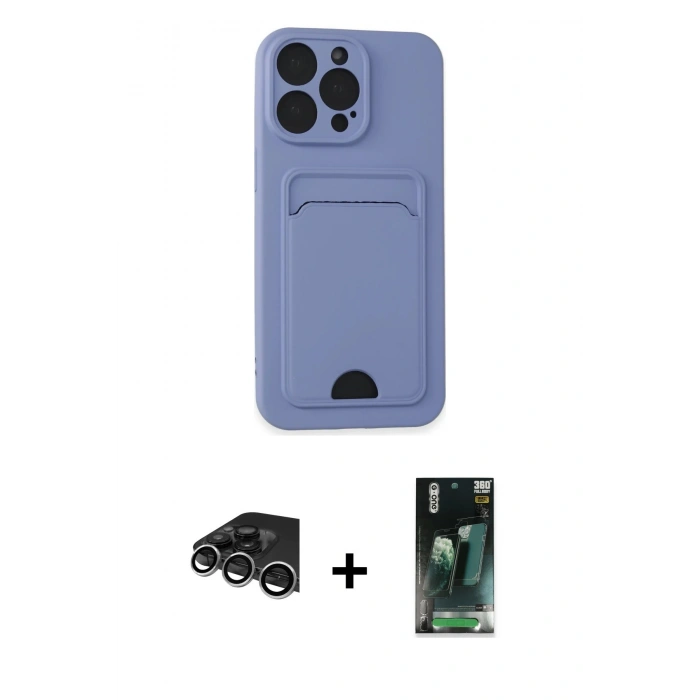 MARSİLYAN™- iPhone 14 Pro Max Kılıf Vadi Çizgi Prime - Şeffaf 360 Full Body Arka Koruyucu + Raze Metal Kamera Lens - GS