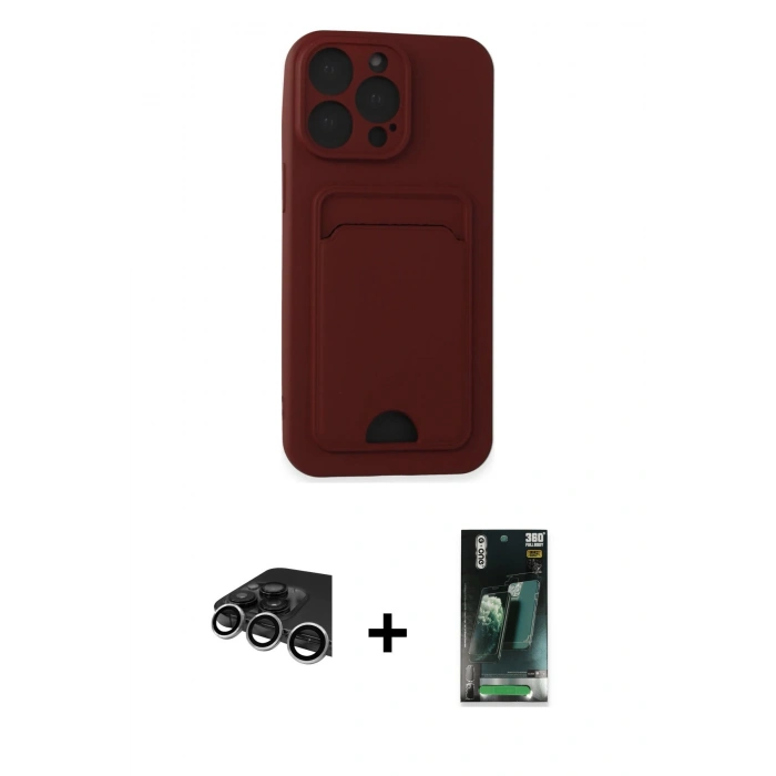 MARSİLYAN™- iPhone 14 Pro Max Kılıf Vadi Çizgi Prime - Şeffaf 360 Full Body Arka Koruyucu + Raze Metal Kamera Lens - GS