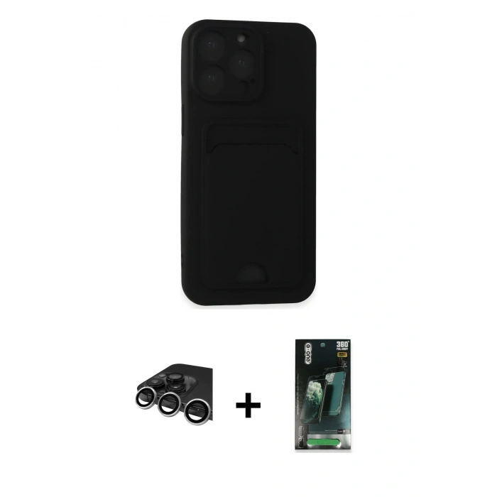 MARSİLYAN™- iPhone 14 Pro Max Kılıf Vadi Çizgi Prime - Şeffaf 360 Full Body Arka Koruyucu + Raze Metal Kamera Lens - GS