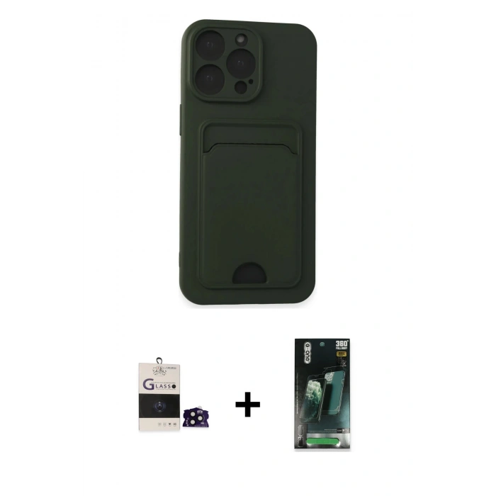 MARSİLYAN™- iPhone 14 Pro Max Kılıf Vadi Çizgi Prime - Şeffaf 360 Full Body Arka Koruyucu + Siyah Bilvis Titan Kamera Lens