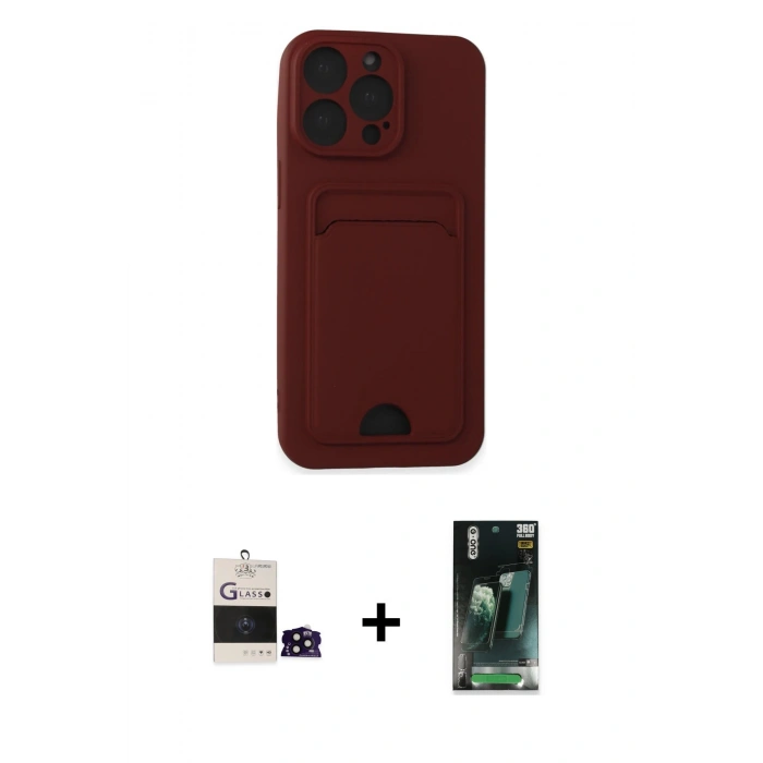 MARSİLYAN™- iPhone 14 Pro Max Kılıf Vadi Çizgi Prime - Şeffaf 360 Full Body Arka Koruyucu + Siyah Bilvis Titan Kamera Lens