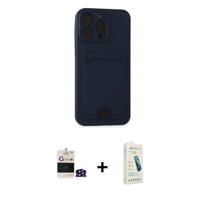 MARSİLYAN™- iPhone 14 Pro Max Kılıf Vadi Çizgi Prime - Şeffaf Pasifik Cam Ekran Koruyucu + Bilvis Titan Kamera Lens - DNMR