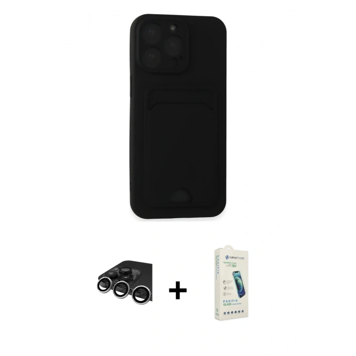 MARSİLYAN™- iPhone 14 Pro Max Kılıf Vadi Çizgi Prime - Şeffaf Pasifik Cam Ekran Koruyucu + Raze Metal Kamera Lens - GS