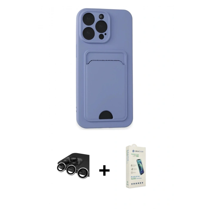 MARSİLYAN™- iPhone 14 Pro Max Kılıf Vadi Çizgi Prime - Şeffaf Pasifik Cam Ekran Koruyucu + Raze Metal Kamera Lens - GS