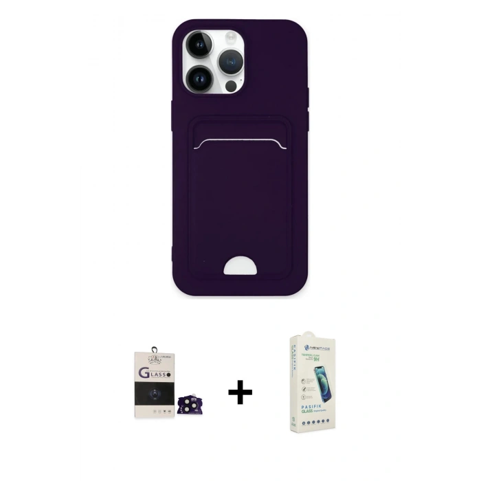 MARSİLYAN™- iPhone 14 Pro Max Kılıf Vadi Çizgi Prime - Şeffaf Pasifik Cam Ekran Koruyucu + Bilvis Titan Kamera Lens - SH