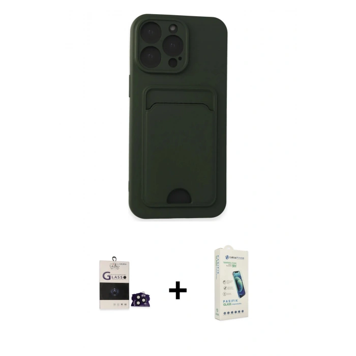 MARSİLYAN™- iPhone 14 Pro Max Kılıf Vadi Çizgi Prime - Şeffaf Pasifik Cam Ekran Koruyucu + Bilvis Titan Kamera Lens - SH