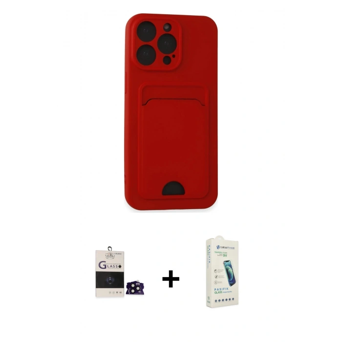 MARSİLYAN™- iPhone 14 Pro Max Kılıf Vadi Çizgi Prime - Şeffaf Pasifik Cam Ekran Koruyucu + Bilvis Titan Kamera Lens - SH