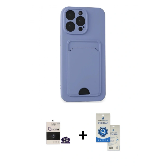 MARSİLYAN™- iPhone 14 Pro Max Kılıf Vadi Çizgi Prime - Şeffaf Royal Nano Ekran Koruyucu + Bilvis Titan Kamera Lens - GS