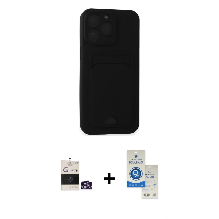 MARSİLYAN™- iPhone 14 Pro Max Kılıf Vadi Çizgi Prime - Şeffaf Royal Nano Ekran Koruyucu + Bilvis Titan Kamera Lens - GS