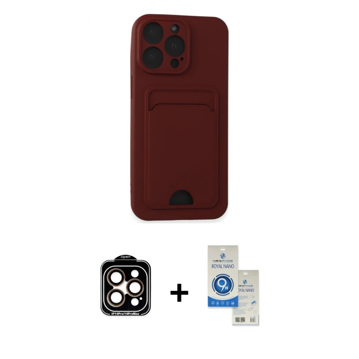 MARSİLYAN™- iPhone 14 Pro Max Kılıf Vadi Çizgi Prime - Şeffaf Royal Nano Ekran Koruyucu + PVD Metal Kamera Lens - TU