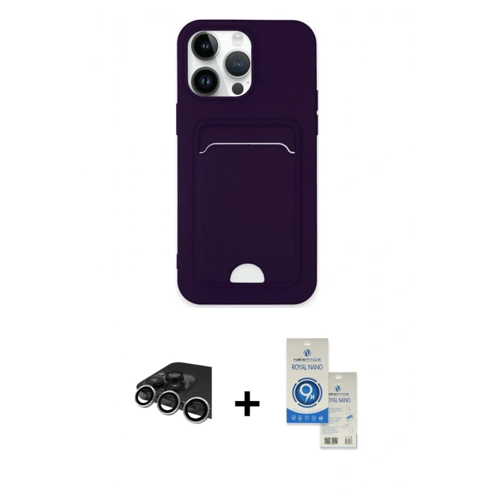 MARSİLYAN™- iPhone 14 Pro Max Kılıf Vadi Çizgi Prime - Şeffaf Royal Nano Ekran Koruyucu + Raze Metal Kamera Lens - GS