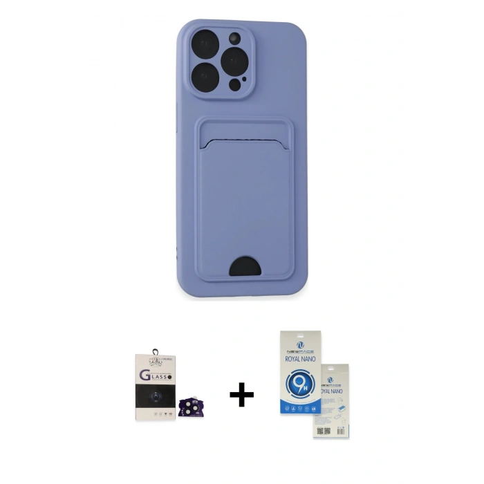 MARSİLYAN™- iPhone 14 Pro Max Kılıf Vadi Çizgi Prime - Şeffaf Royal Nano Ekran Koruyucu + Bilvis Titan Kamera Lens - SH