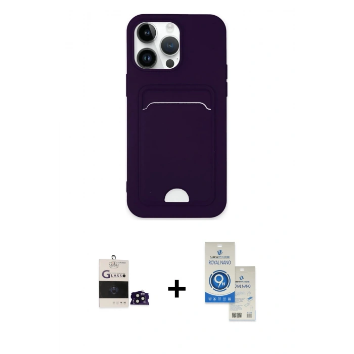 MARSİLYAN™- iPhone 14 Pro Max Kılıf Vadi Çizgi Prime - Şeffaf Royal Nano Ekran Koruyucu + Bilvis Titan Kamera Lens - SH