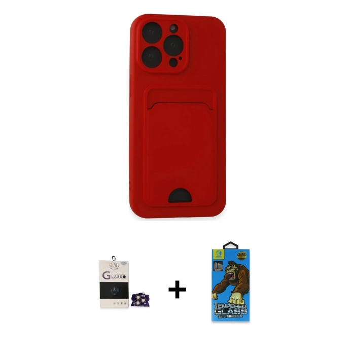 MARSİLYAN™- iPhone 14 Pro Max Kılıf Vadi Çizgi Prime - Siyah 18D Cam Ekran Koruyucu + Bilvis Titan Kamera Lens - GD