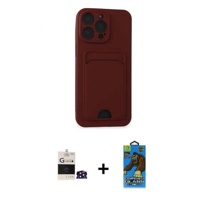 MARSİLYAN™- iPhone 14 Pro Max Kılıf Vadi Çizgi Prime - Siyah 18D Cam Ekran Koruyucu + Derin Mor Bilvis Titan Kamera Lens