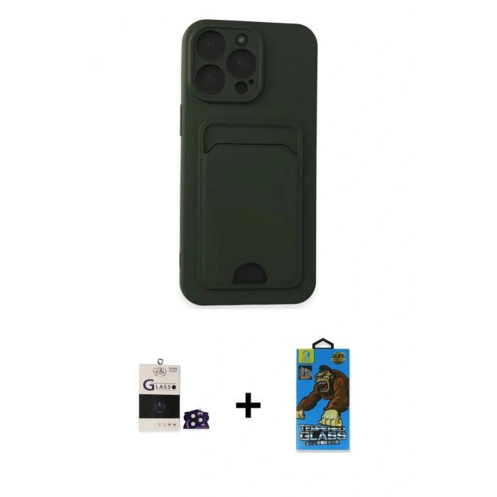MARSİLYAN™- iPhone 14 Pro Max Kılıf Vadi Çizgi Prime - Siyah 18D Cam Ekran Koruyucu + Derin Mor Bilvis Titan Kamera Lens