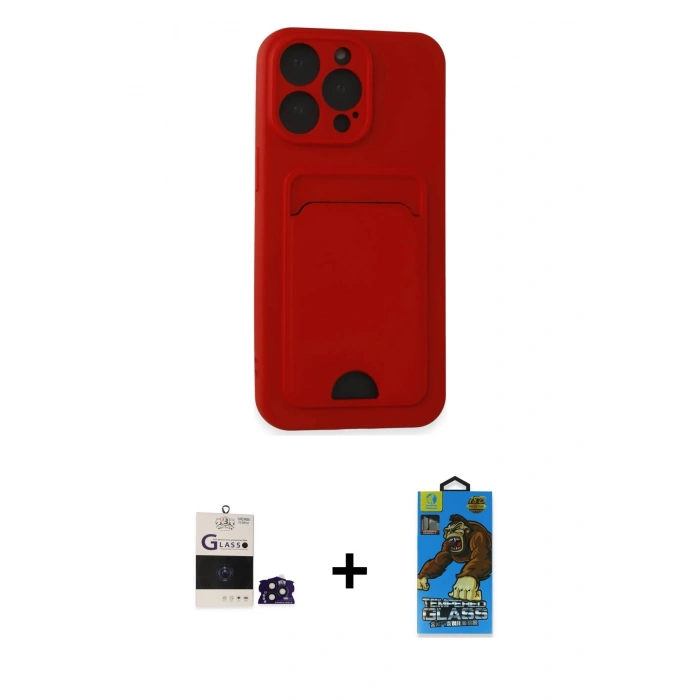 MARSİLYAN™- iPhone 14 Pro Max Kılıf Vadi Çizgi Prime - Siyah 18D Cam Ekran Koruyucu + Derin Mor Bilvis Titan Kamera Lens