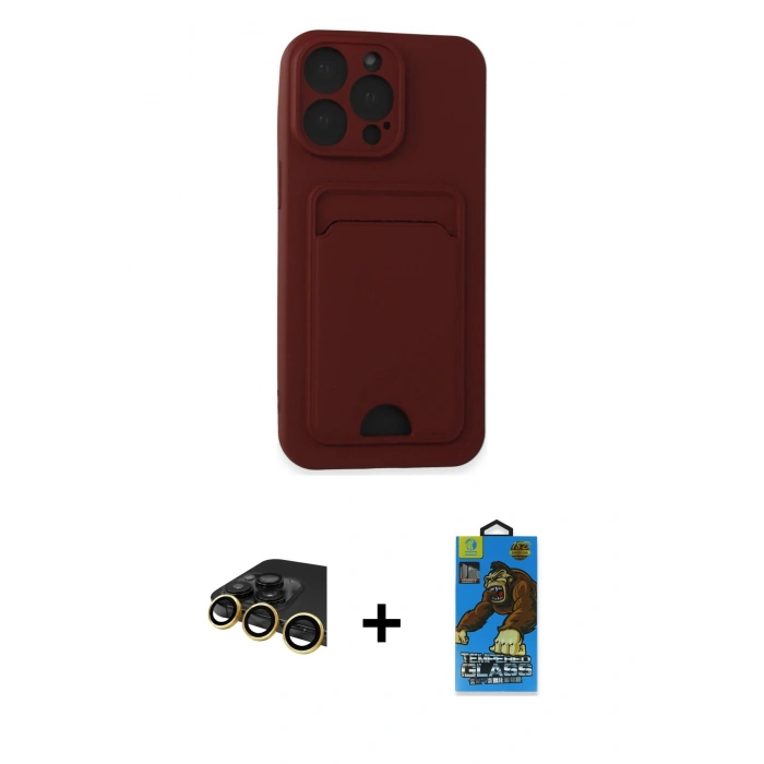 MARSİLYAN™- iPhone 14 Pro Max Kılıf Vadi Çizgi Prime - Siyah 18D Cam Ekran Koruyucu + Raze Metal Kamera Lens - GD