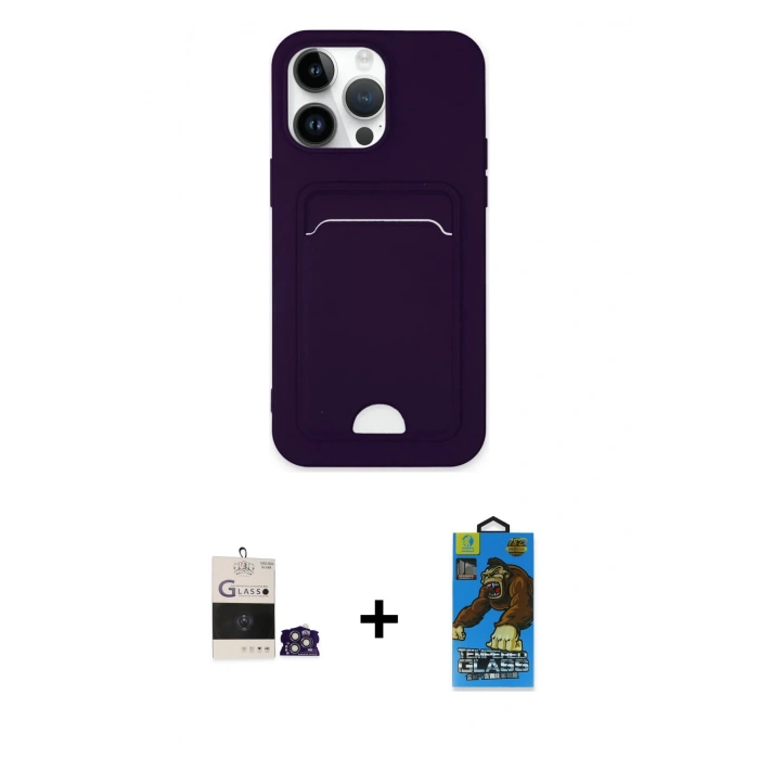 MARSİLYAN™- iPhone 14 Pro Max Kılıf Vadi Çizgi Prime - Siyah 18D Cam Ekran Koruyucu + Bilvis Titan Kamera Lens - GS