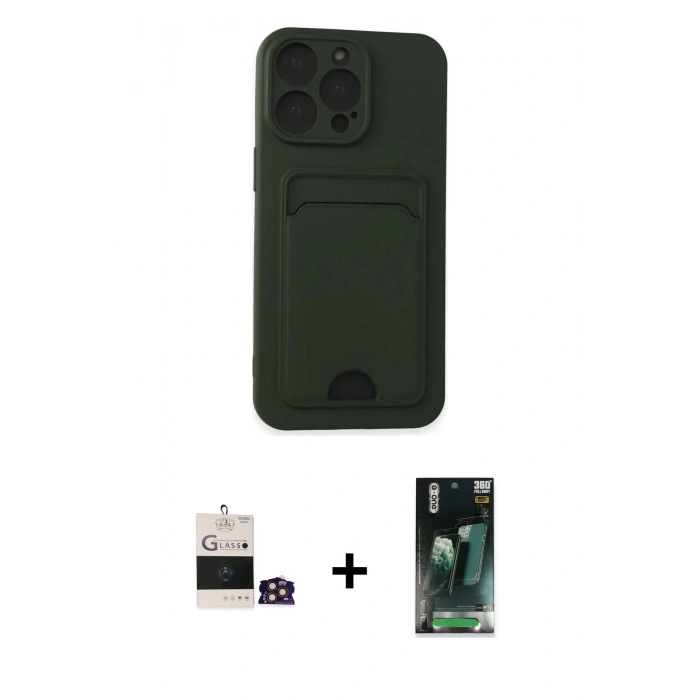 MARSİLYAN™- iPhone 14 Pro Max Kılıf Vadi Çizgi Prime - Siyah 360 Mat Full Body Arka Koruyucu + Gold Bilvis Titan Kamera Lens