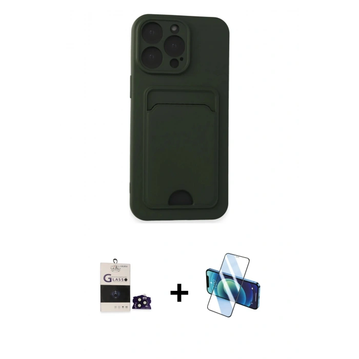 MARSİLYAN™- iPhone 14 Pro Max Kılıf Vadi Çizgi Prime - Siyah 3D Antistatik Cam Ekran Koruyucu + Bilvis Titan Kamera Lens - SH