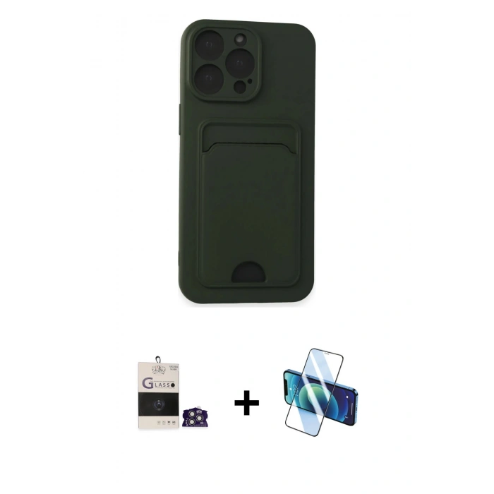 MARSİLYAN™- iPhone 14 Pro Max Kılıf Vadi Çizgi Prime - Siyah 3D Antistatik Cam Ekran Koruyucu + Bilvis Titan Kamera Lens - GS