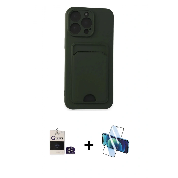 MARSİLYAN™- iPhone 14 Pro Max Kılıf Vadi Çizgi Prime - Siyah 3D Antistatik Cam Ekran Koruyucu + Bilvis Titan Kamera Lens - DNMR