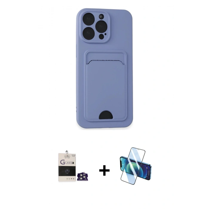MARSİLYAN™- iPhone 14 Pro Max Kılıf Vadi Çizgi Prime - Siyah 3D Antistatik Cam Ekran Koruyucu + Bilvis Titan Kamera Lens - GS
