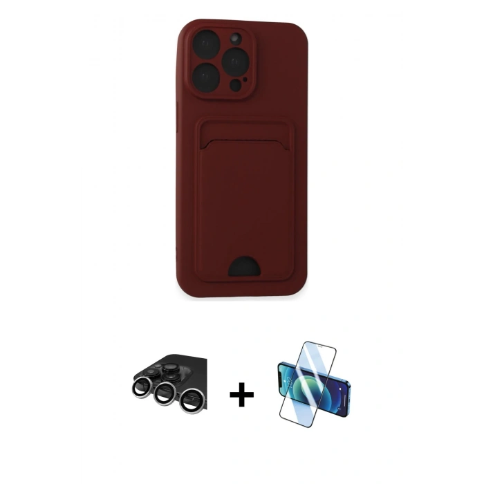 MARSİLYAN™- iPhone 14 Pro Max Kılıf Vadi Çizgi Prime - Siyah 3D Antistatik Cam Ekran Koruyucu + Raze Metal Kamera Lens - GS