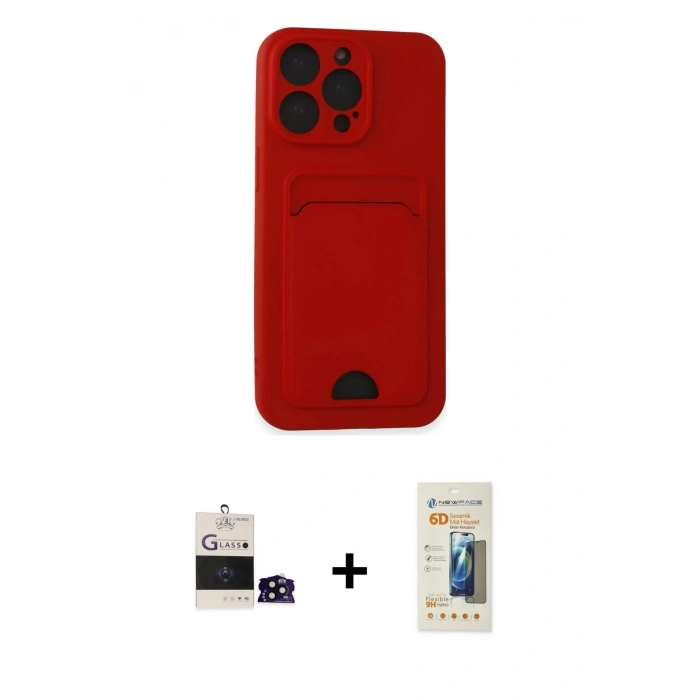 MARSİLYAN™- iPhone 14 Pro Max Kılıf Vadi Çizgi Prime - Siyah 6D Mat Seramik Hayalet Nano Ekran Koruyucu + Bilvis Titan Kamera Lens - SH