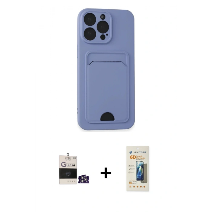 MARSİLYAN™- iPhone 14 Pro Max Kılıf Vadi Çizgi Prime - Siyah 6D Mat Seramik Hayalet Nano Ekran Koruyucu + Bilvis Titan Kamera Lens - GS