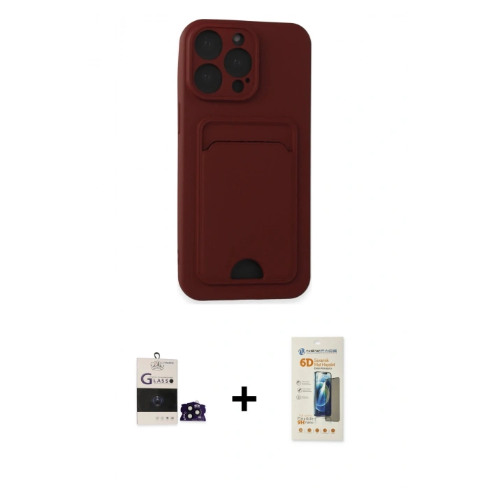 MARSİLYAN™- iPhone 14 Pro Max Kılıf Vadi Çizgi Prime - Siyah 6D Mat Seramik Hayalet Nano Ekran Koruyucu + Bilvis Titan Kamera Lens - SH