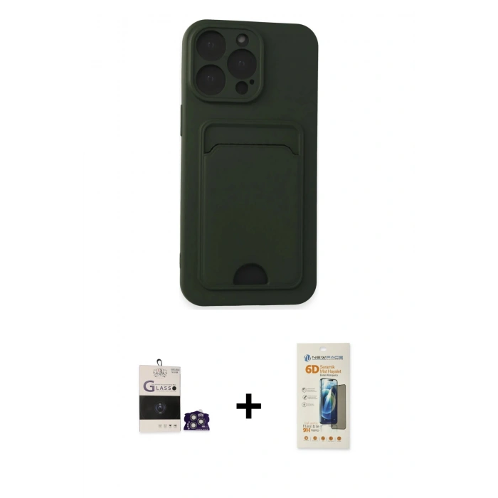 MARSİLYAN™- iPhone 14 Pro Max Kılıf Vadi Çizgi Prime - Siyah 6D Mat Seramik Hayalet Nano Ekran Koruyucu + Bilvis Titan Kamera Lens - GS