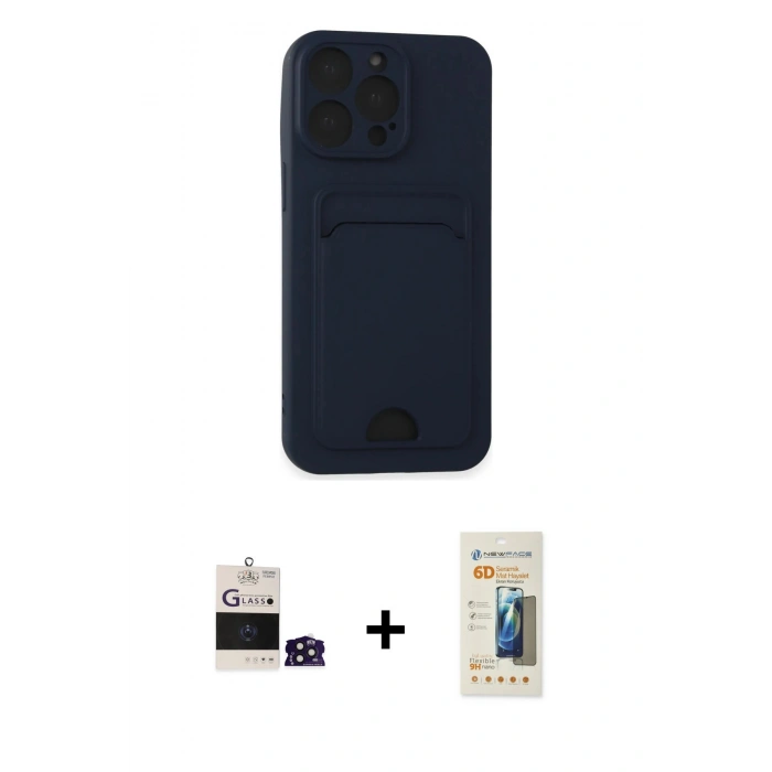 MARSİLYAN™- iPhone 14 Pro Max Kılıf Vadi Çizgi Prime - Siyah 6D Mat Seramik Hayalet Nano Ekran Koruyucu + Bilvis Titan Kamera Lens - DNMR