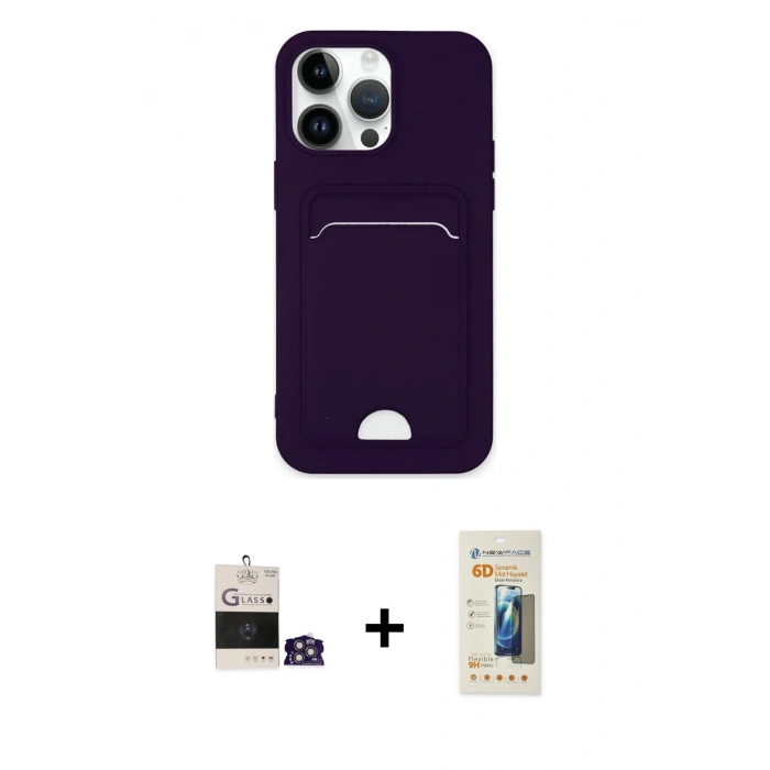 MARSİLYAN™- iPhone 14 Pro Max Kılıf Vadi Çizgi Prime - Siyah 6D Mat Seramik Hayalet Nano Ekran Koruyucu + Bilvis Titan Kamera Lens - GS