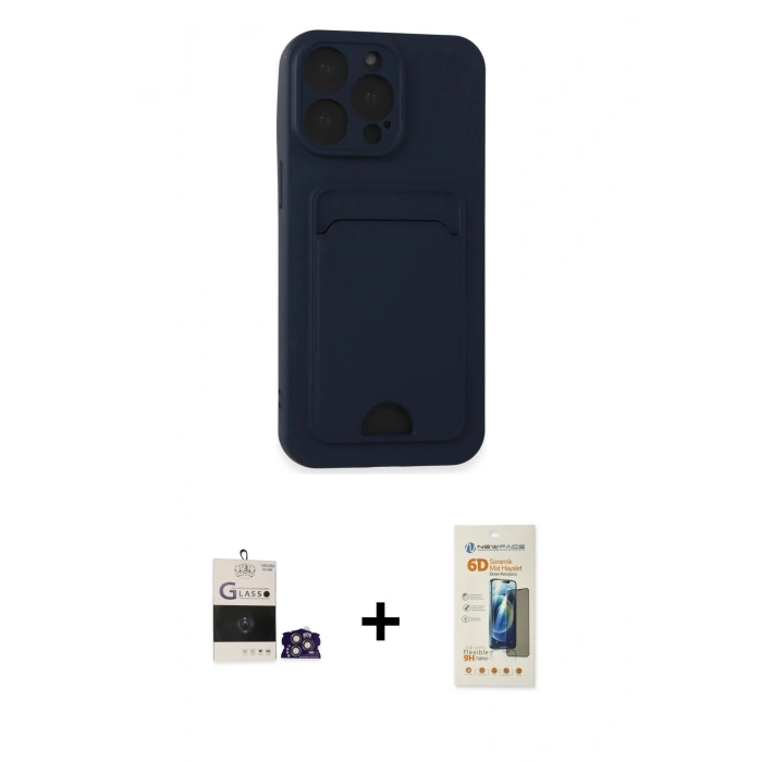 MARSİLYAN™- iPhone 14 Pro Max Kılıf Vadi Çizgi Prime - Siyah 6D Mat Seramik Hayalet Nano Ekran Koruyucu + Bilvis Titan Kamera Lens - GS