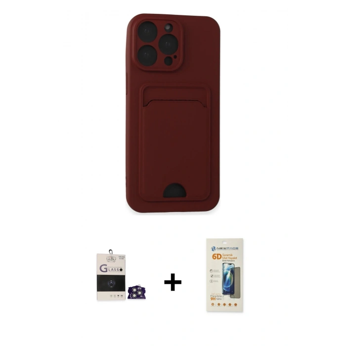 MARSİLYAN™- iPhone 14 Pro Max Kılıf Vadi Çizgi Prime - Siyah 6D Mat Seramik Hayalet Nano Ekran Koruyucu + Bilvis Titan Kamera Lens - GS