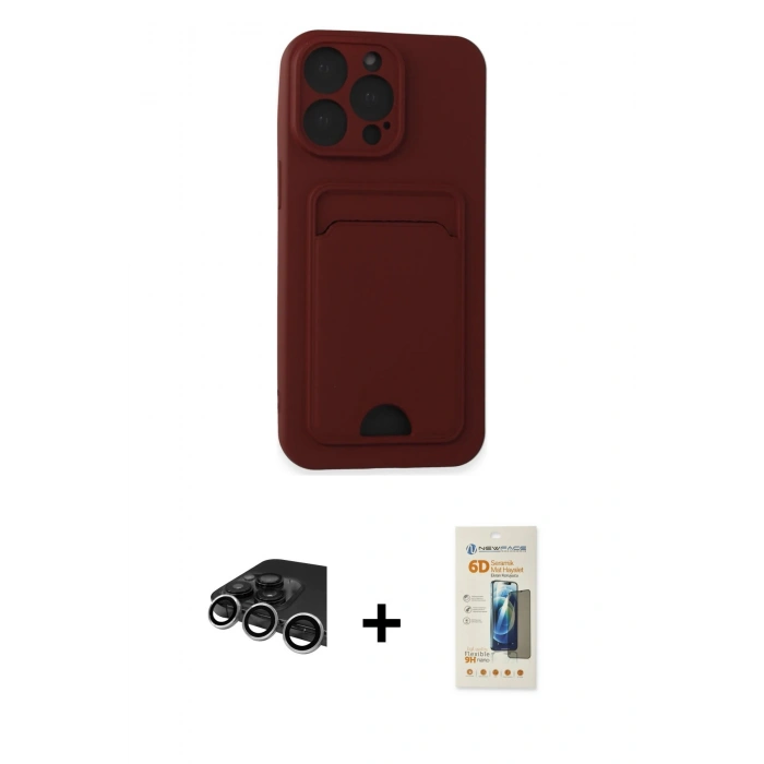 MARSİLYAN™- iPhone 14 Pro Max Kılıf Vadi Çizgi Prime - Siyah 6D Mat Seramik Hayalet Nano Ekran Koruyucu + Raze Metal Kamera Lens - GS