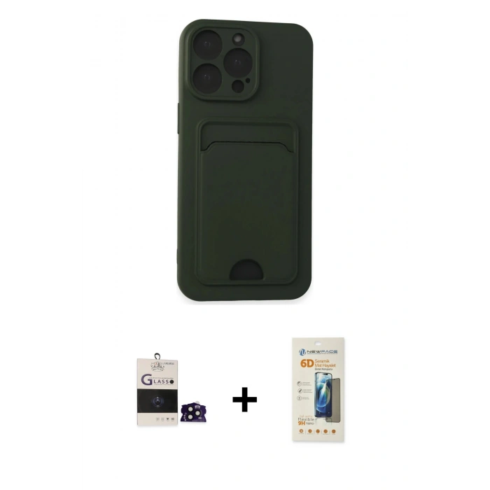 MARSİLYAN™- iPhone 14 Pro Max Kılıf Vadi Çizgi Prime - Siyah 6D Mat Seramik Hayalet Nano Ekran Koruyucu + Bilvis Titan Kamera Lens - SH