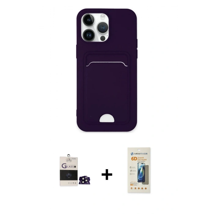 MARSİLYAN™- iPhone 14 Pro Max Kılıf Vadi Çizgi Prime - Siyah 6D Mat Seramik Hayalet Nano Ekran Koruyucu + Bilvis Titan Kamera Lens - SH
