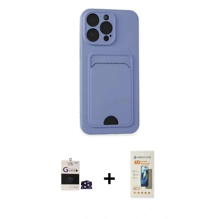 MARSİLYAN™- iPhone 14 Pro Max Kılıf Vadi Çizgi Prime - Siyah 6D Mat Seramik Hayalet Nano Ekran Koruyucu + Bilvis Titan Kamera Lens - DNMR