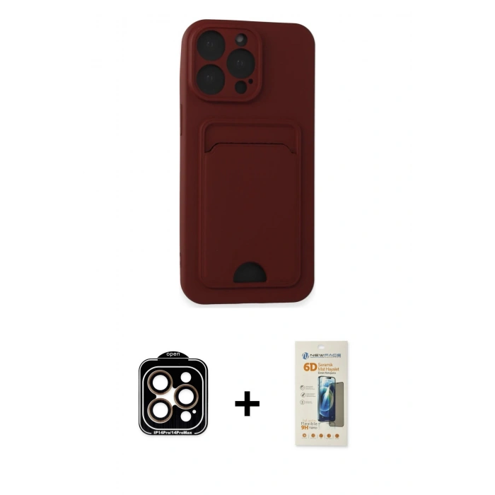 MARSİLYAN™- iPhone 14 Pro Max Kılıf Vadi Çizgi Prime - Siyah 6D Mat Seramik Hayalet Nano Ekran Koruyucu + PVD Metal Kamera Lens - TU