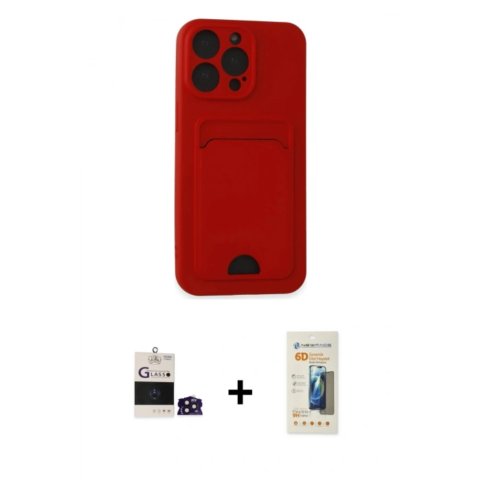 MARSİLYAN™- iPhone 14 Pro Max Kılıf Vadi Çizgi Prime - Siyah 6D Mat Seramik Hayalet Nano Ekran Koruyucu + Bilvis Titan Kamera Lens - DNMR
