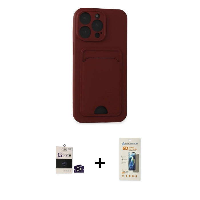 MARSİLYAN™- iPhone 14 Pro Max Kılıf Vadi Çizgi Prime - Siyah 6D Mat Seramik Hayalet Nano Ekran Koruyucu + Bilvis Titan Kamera Lens - DNMR