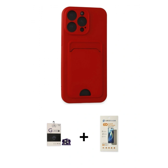 MARSİLYAN™- iPhone 14 Pro Max Kılıf Vadi Çizgi Prime - Siyah 6D Mat Seramik Hayalet Nano Ekran Koruyucu + Bilvis Titan Kamera Lens - GS