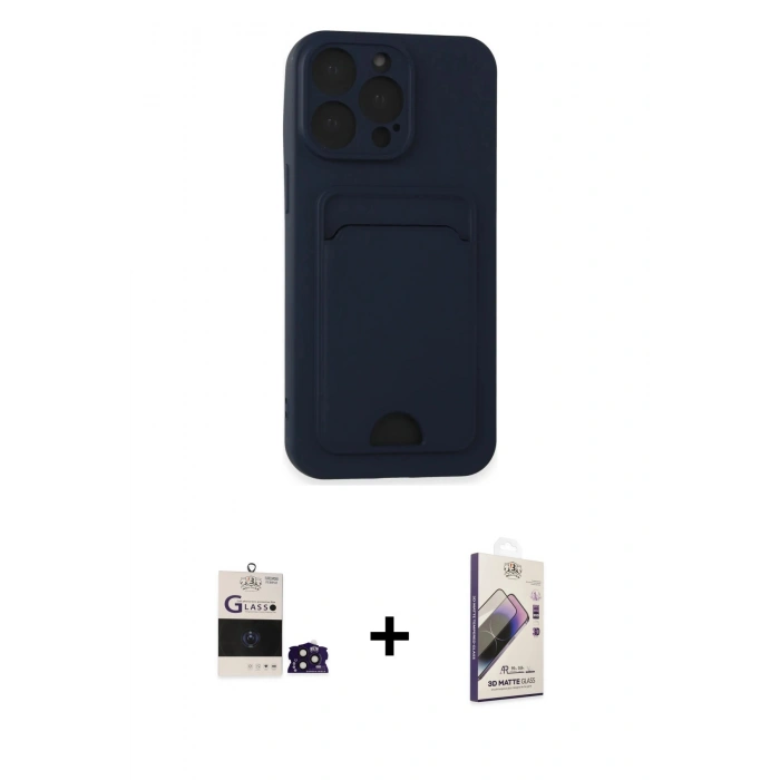 MARSİLYAN™- iPhone 14 Pro Max Kılıf Vadi Çizgi Prime - Siyah Bilvis 3D Mat Cam Ekran Koruyucu + Bilvis Titan Kamera Lens - DNMR