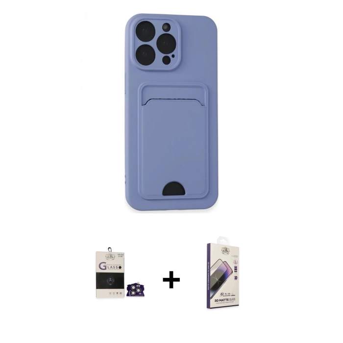 MARSİLYAN™- iPhone 14 Pro Max Kılıf Vadi Çizgi Prime - Siyah Bilvis 3D Mat Cam Ekran Koruyucu + Bilvis Titan Kamera Lens - GS