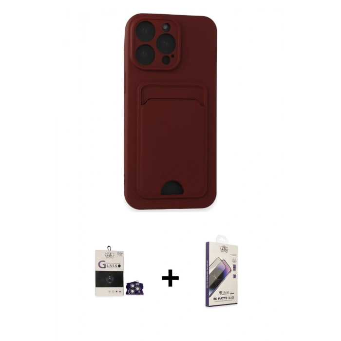 MARSİLYAN™- iPhone 14 Pro Max Kılıf Vadi Çizgi Prime - Siyah Bilvis 3D Mat Cam Ekran Koruyucu + Bilvis Titan Kamera Lens - GS