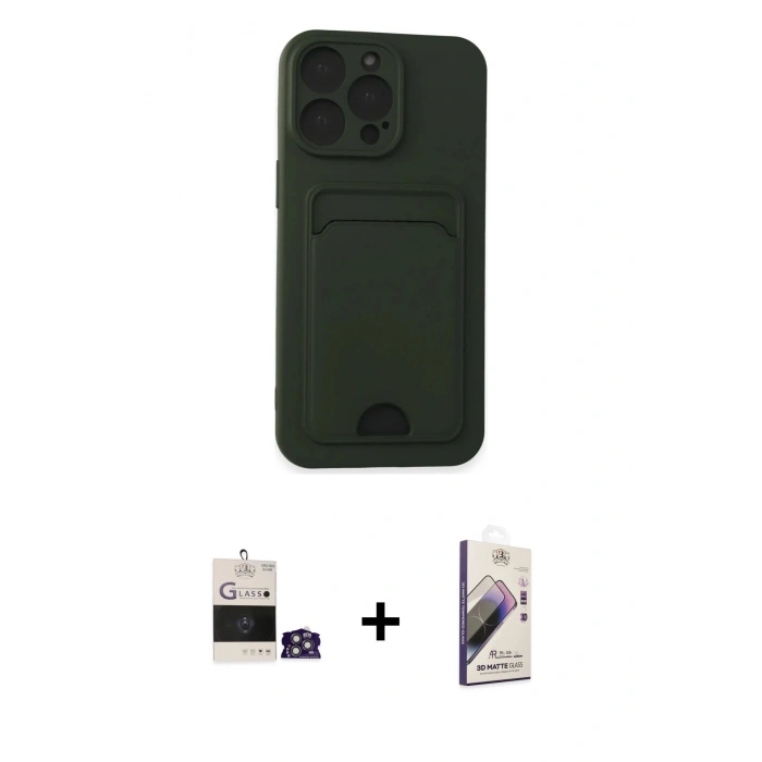 MARSİLYAN™- iPhone 14 Pro Max Kılıf Vadi Çizgi Prime - Siyah Bilvis 3D Mat Cam Ekran Koruyucu + Bilvis Titan Kamera Lens - GS