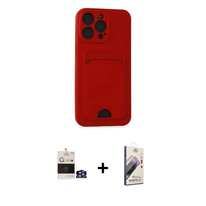 MARSİLYAN™- iPhone 14 Pro Max Kılıf Vadi Çizgi Prime - Siyah Bilvis 3D Mat Cam Ekran Koruyucu + Bilvis Titan Kamera Lens - GS
